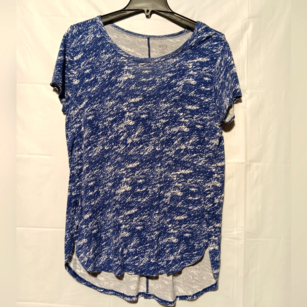 a.n.a. EUC Women's Short Sleeve Shirt, Medium, Hi Low, Blue & White